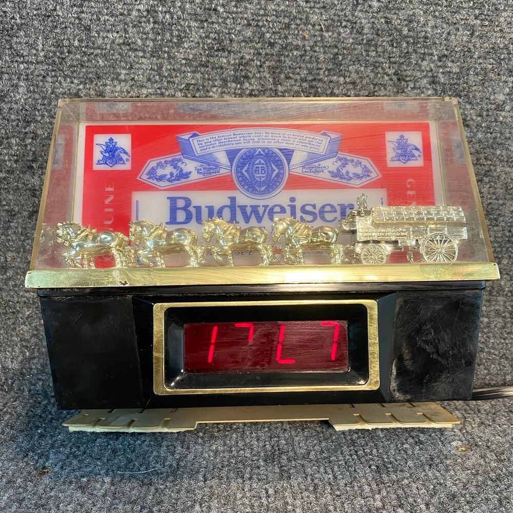 Vintage Budweiser King Beers Lighted Beer Sign Digital Clock Bar Register Decor